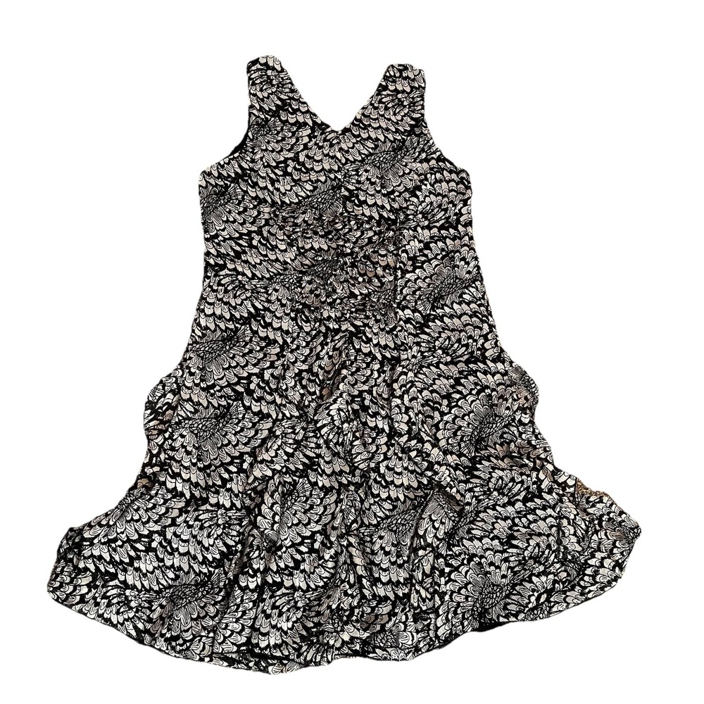 Pyramid Collection Women's L Sleeveless Flowy Dress Drop Waist V Neck Ruffle - Picture 7 of 14